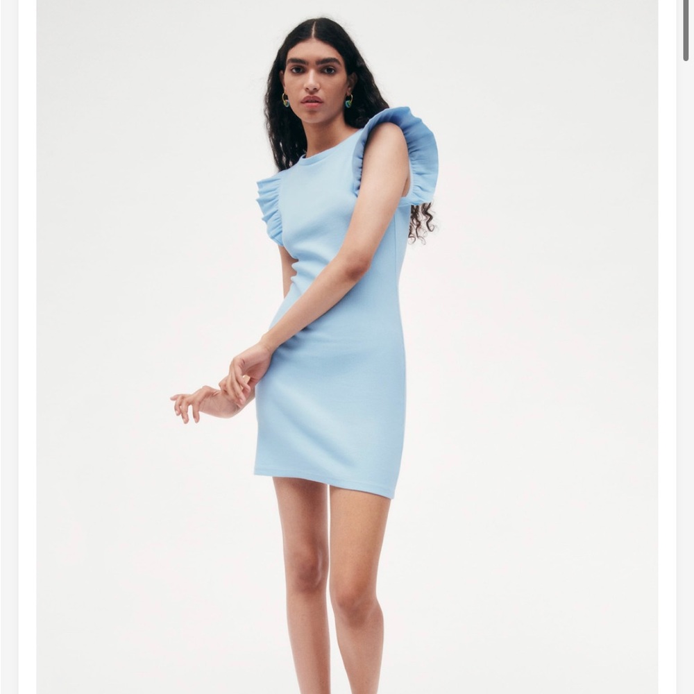 Zara Ruffled Ribbed Dress